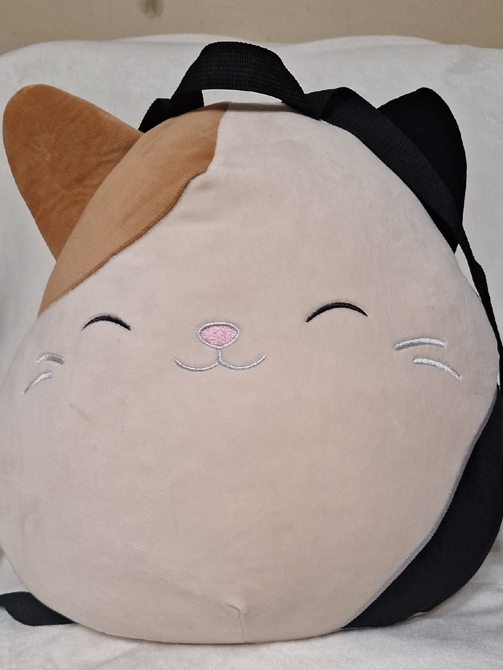 Squishmallows Beige, Tan & Black Cat Plush Backpack